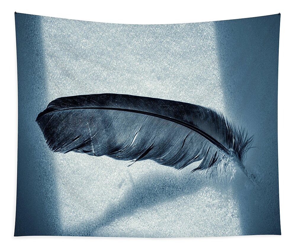 Feather Tapestry featuring the photograph Feather with Snow #1 by Stoney Stone