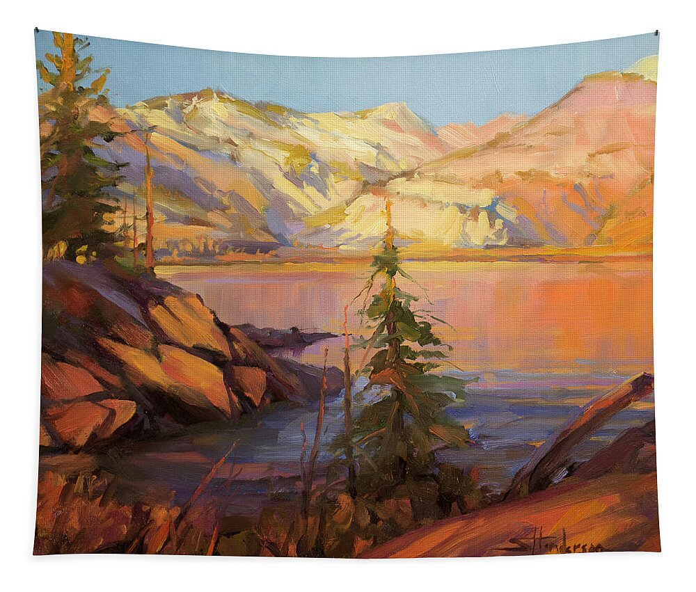 Wilderness Tapestry featuring the painting First Light by Steve Henderson