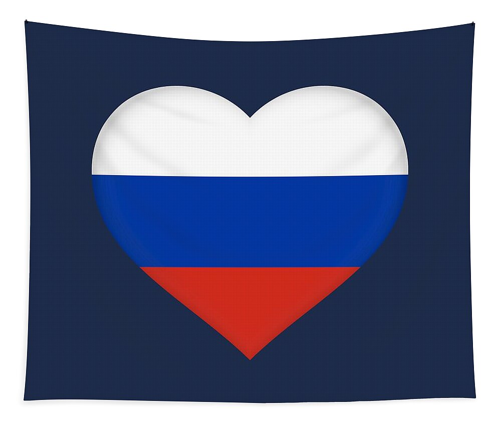 Russia Tapestry featuring the digital art Flag of Russia Heart #1 by Roy Pedersen
