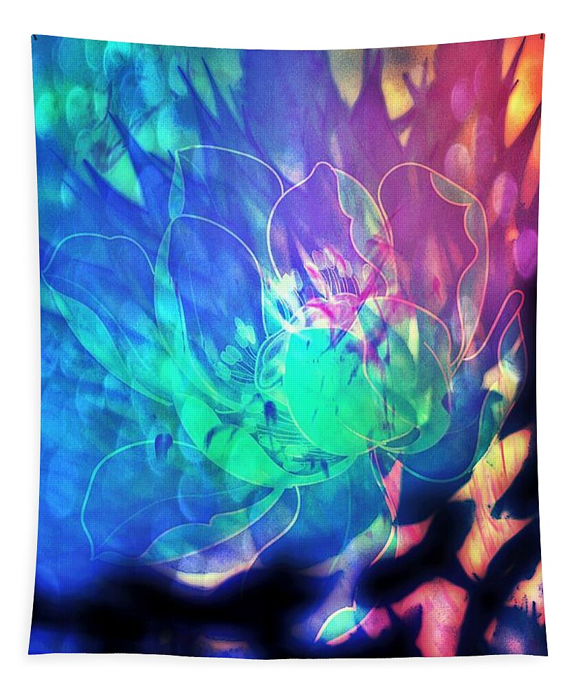 Floral Abstract 17-01 Tapestry featuring the digital art Floral Abstract 17-01 #1 by Maria Urso
