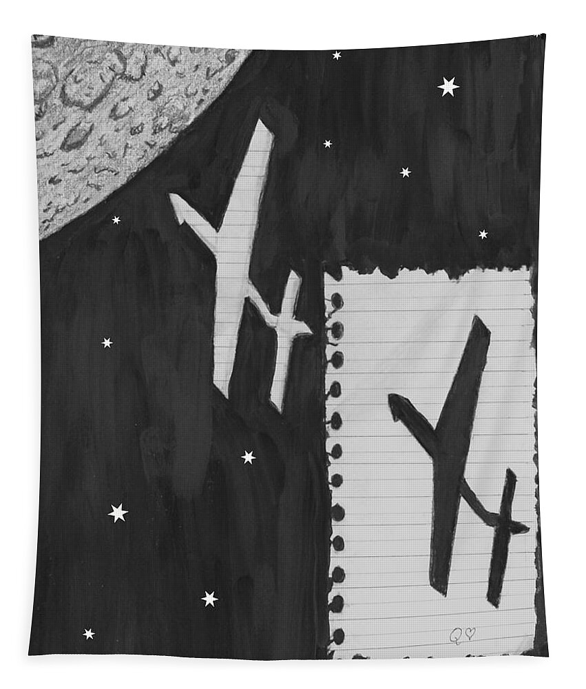 Paper Tapestry featuring the drawing Fly Me to the Moon #1 by Quwatha Valentine