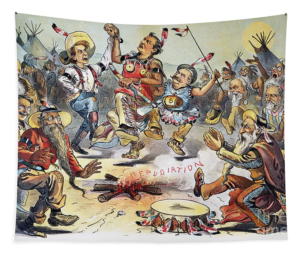 1896 Tapestry featuring the photograph Free Silver Cartoon, 1896 #1 by Granger