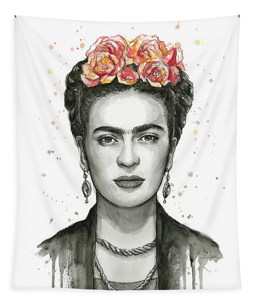 Frida Kahlo Tapestry featuring the painting Frida Kahlo Portrait #2 by Olga Shvartsur
