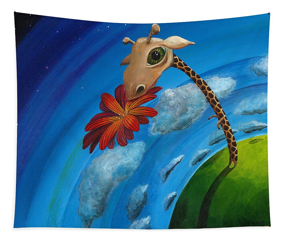 Giraffe Tapestry featuring the painting Reach For the Sky by Mindy Huntress