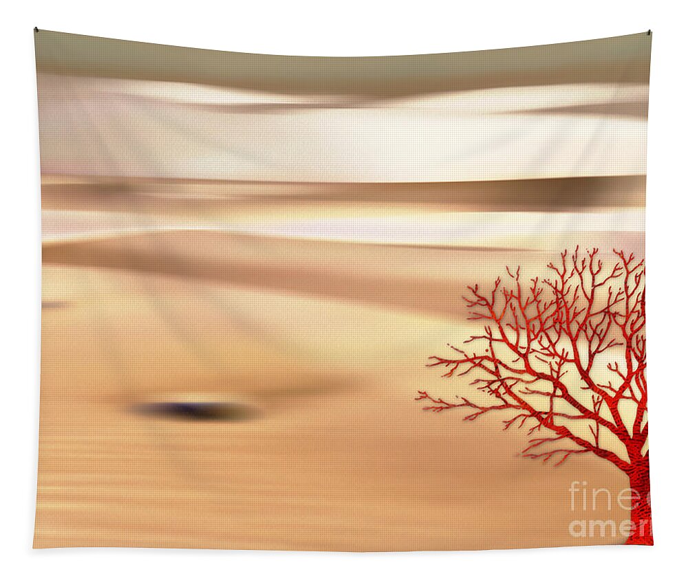 Abstract Tapestry featuring the digital art Global Warming #1 by Klara Acel