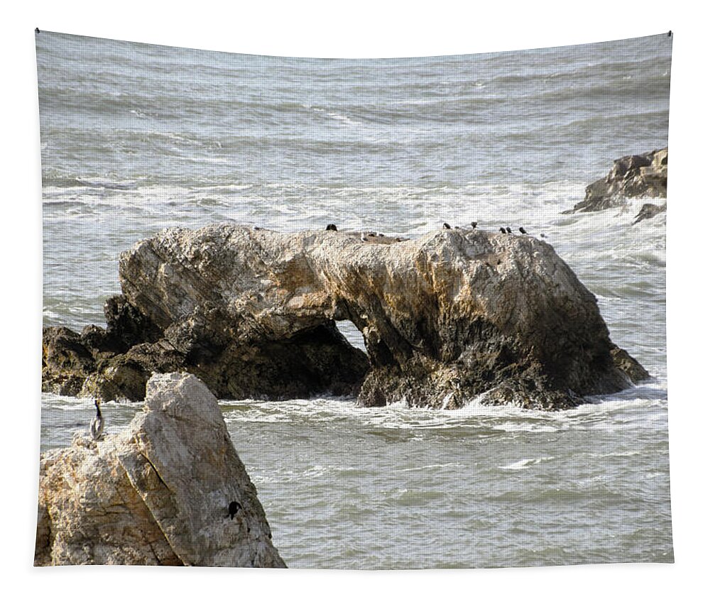 Window Rock Pismo Beach California Tapestry featuring the photograph Grey Water at Window Rock #1 by Barbara Snyder