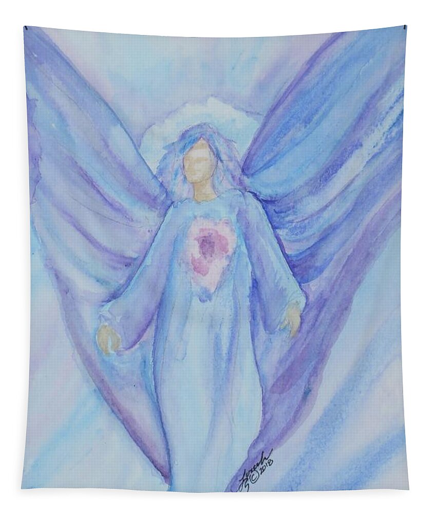 Angel Tapestry featuring the painting Healing Angel by Lora Tout