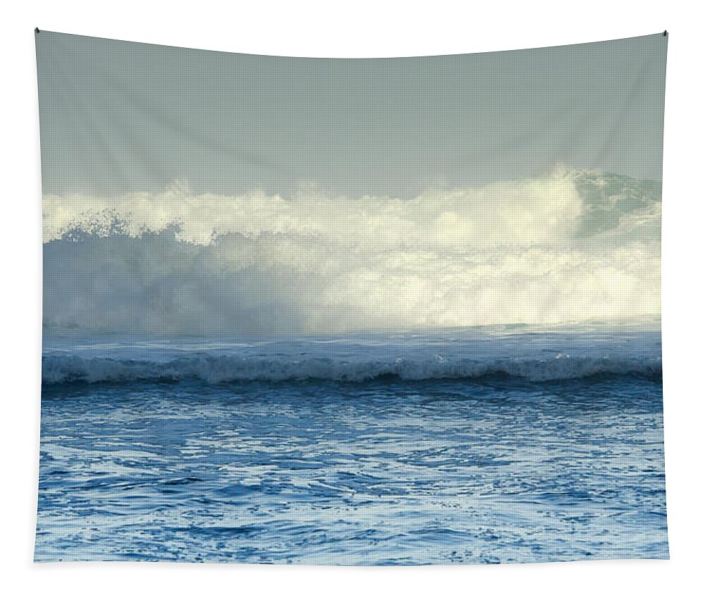 Wave Tapestry featuring the painting High Surf #1 by Lena Owens - OLena Art Vibrant Palette Knife and Graphic Design