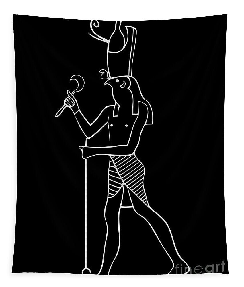 Horus Tapestry featuring the digital art Horus - God of Ancient Egypt #1 by Michal Boubin