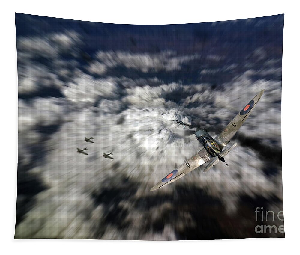 Supermariine Spitfire Tapestry featuring the digital art In The Hunt #1 by Airpower Art
