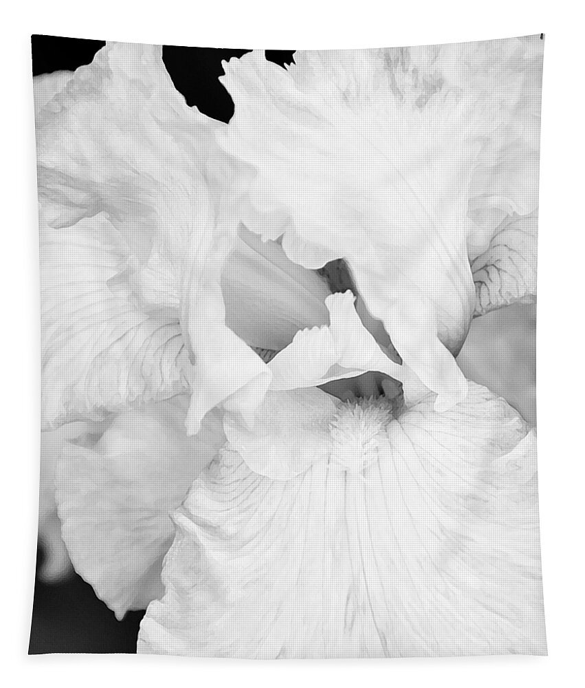 Iris Tapestry featuring the photograph Iris Innocence BW #1 by Angelina Tamez