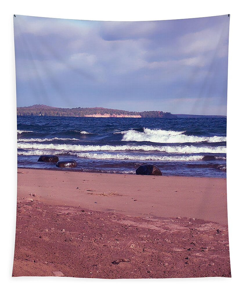 Marquette Tapestry featuring the photograph Lake Superior #2 by Phil Perkins