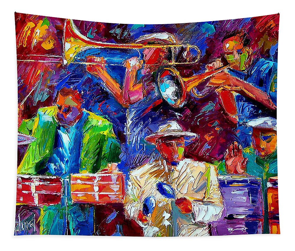 Jazz Art Tapestry featuring the painting Latin Jazz #1 by Debra Hurd