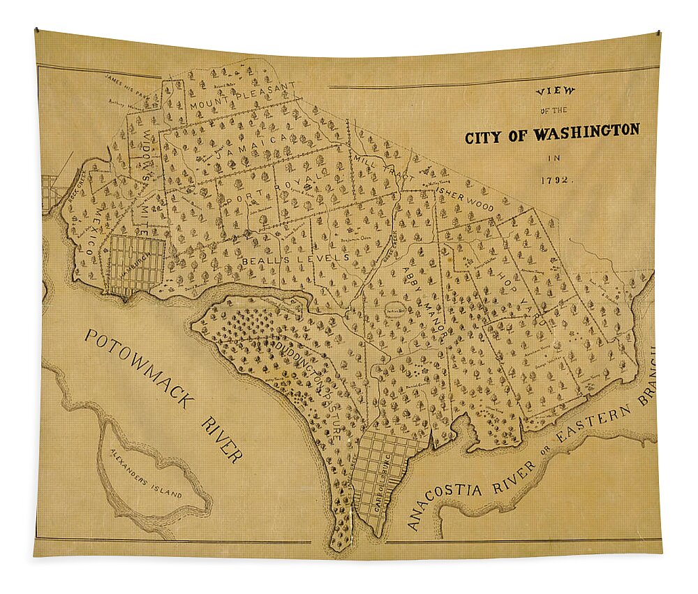 Map Of Washington Tapestry featuring the photograph Map Of Washington 1792b #1 by Andrew Fare