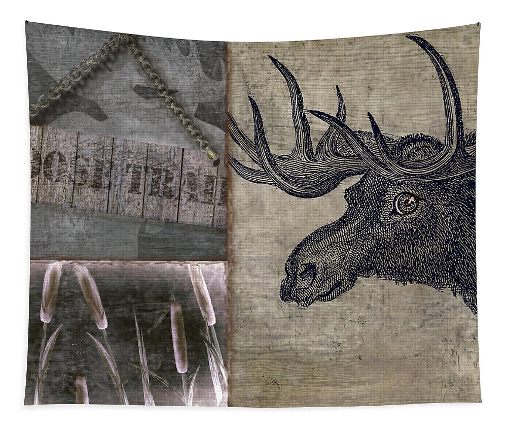 Moose Tapestry featuring the painting Moose Trail #1 by Mindy Sommers