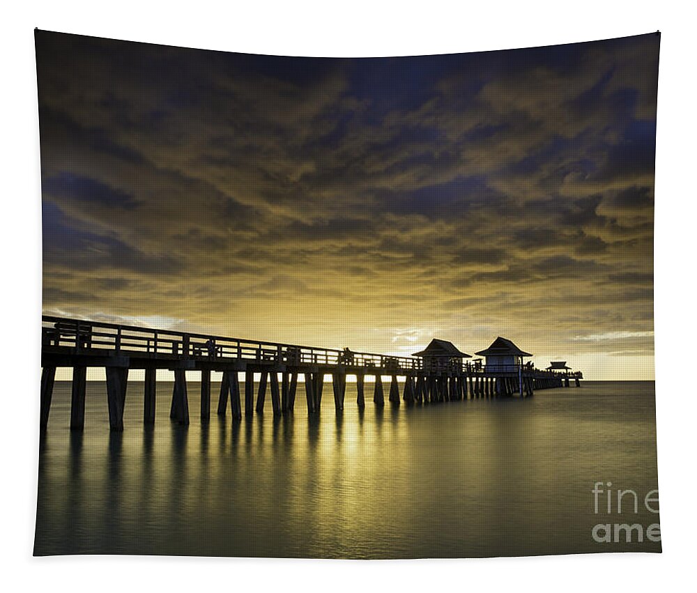 Naples Tapestry featuring the photograph Naples Pier Sunset #2 by Brian Jannsen