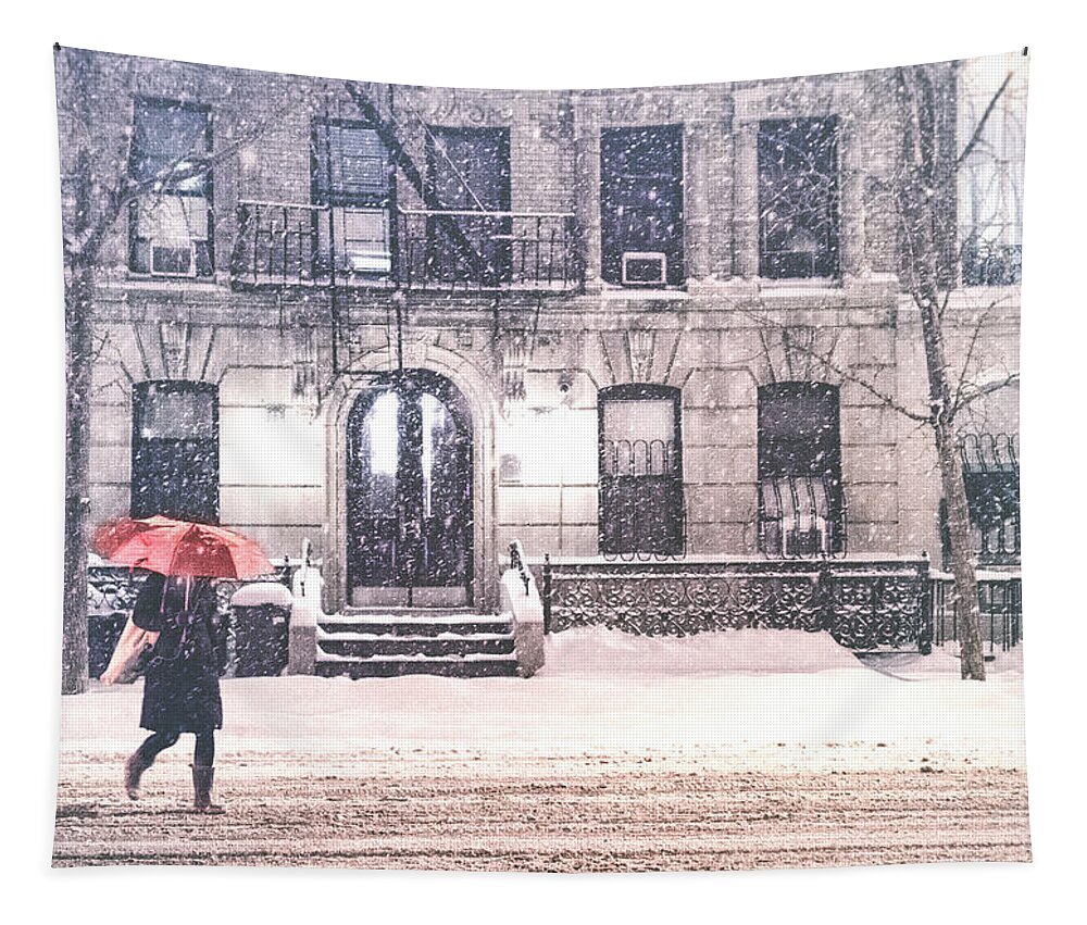 Nyc Tapestry featuring the photograph New York City Snow #1 by Vivienne Gucwa