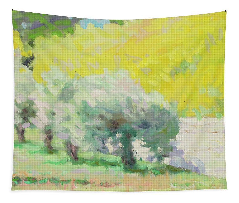 Fresia Tapestry featuring the painting Ode to Yellow #1 by Jerry Fresia