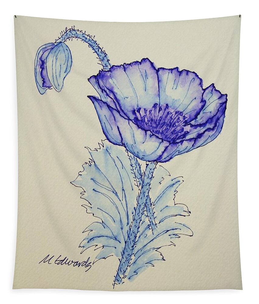 Poppy Tapestry featuring the drawing Oh Poppy by Marna Edwards Flavell