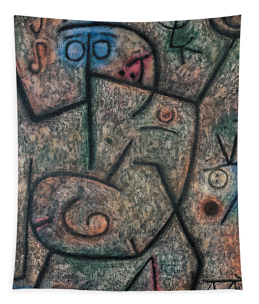 Paul Klee Tapestry featuring the painting Oh These Rumors #1 by Paul Klee