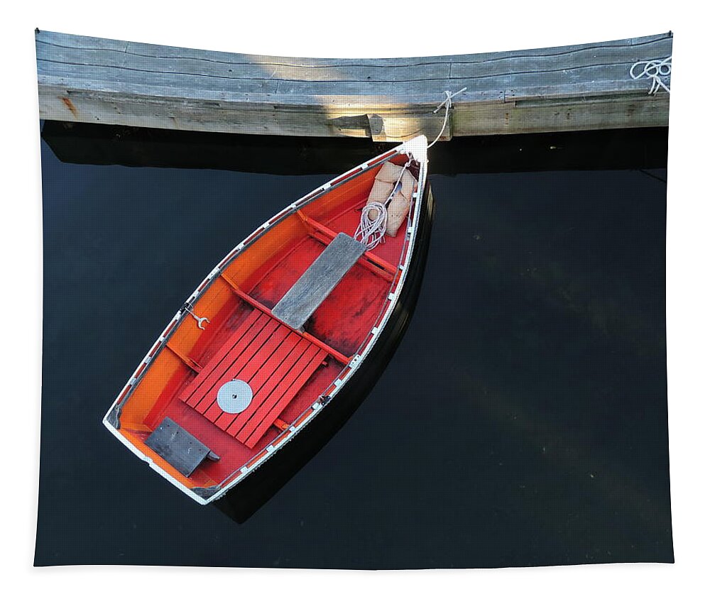 Colorful Tapestry featuring the photograph Orange Dinghy by Bill Tomsa