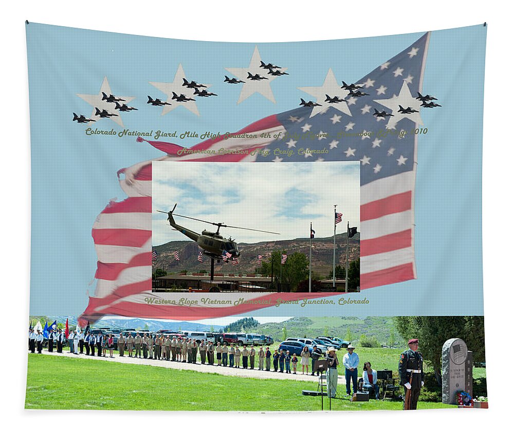 Memorial Day Formation Of American Legion Post 44 Tapestry featuring the digital art Our Memorial Day Salute by Daniel Hebard