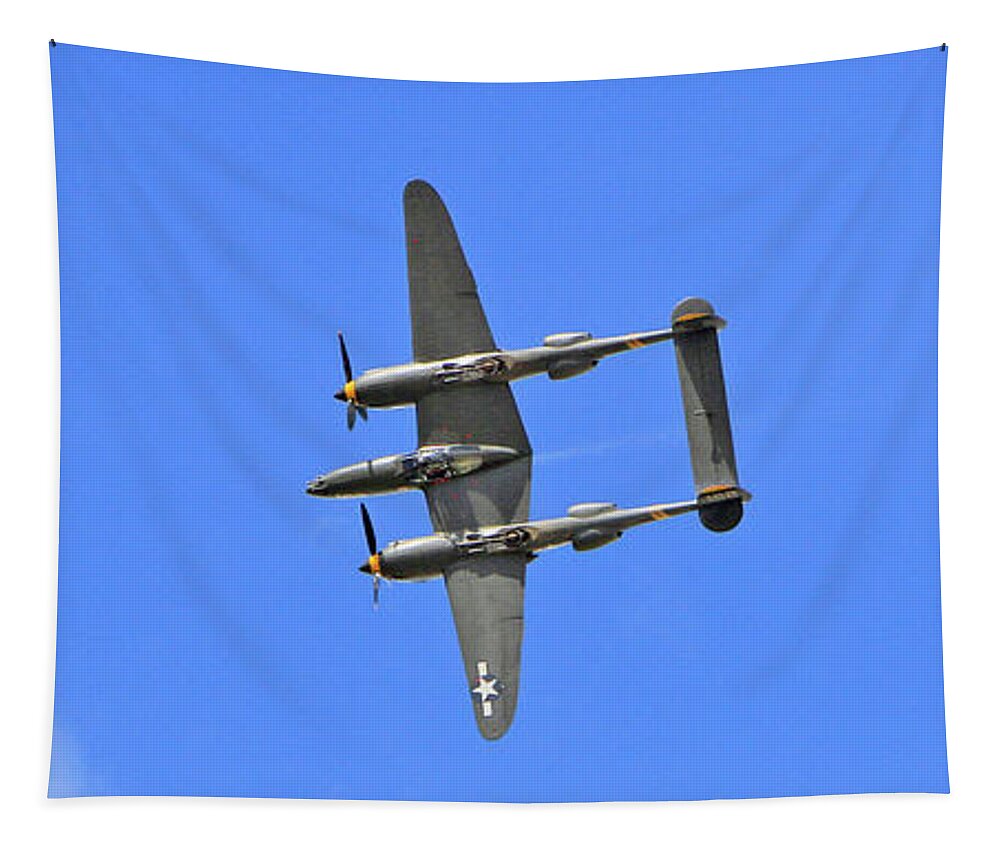 Lockheed P-38 Lightning Tapestry featuring the photograph P-38 Lightning #1 by Shoal Hollingsworth