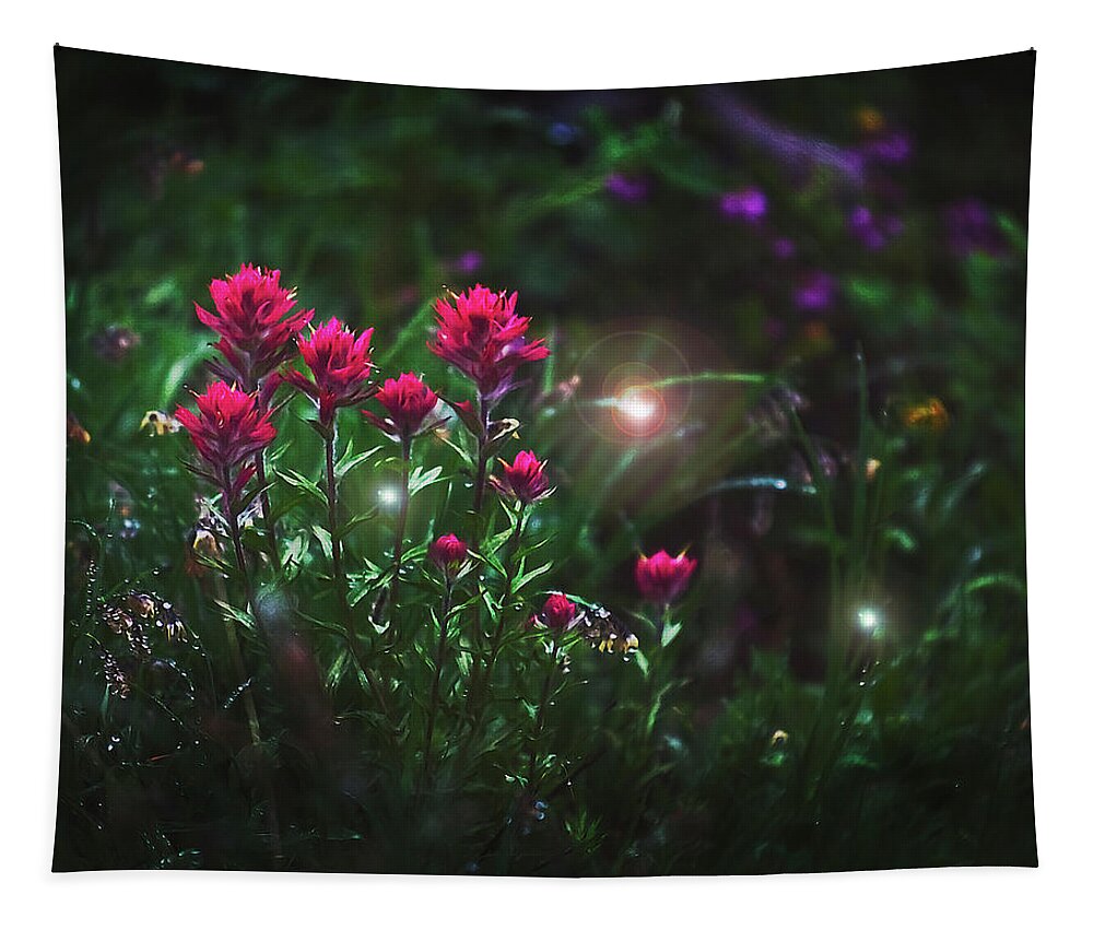Flowers Tapestry featuring the digital art Moumt Rainier IPB in the Rain by John Christopher
