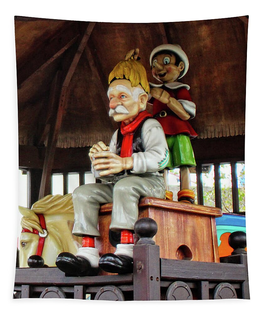 Pinocchio Tapestry featuring the photograph Pinocchio and Geppetto Art #1 by Doc Braham