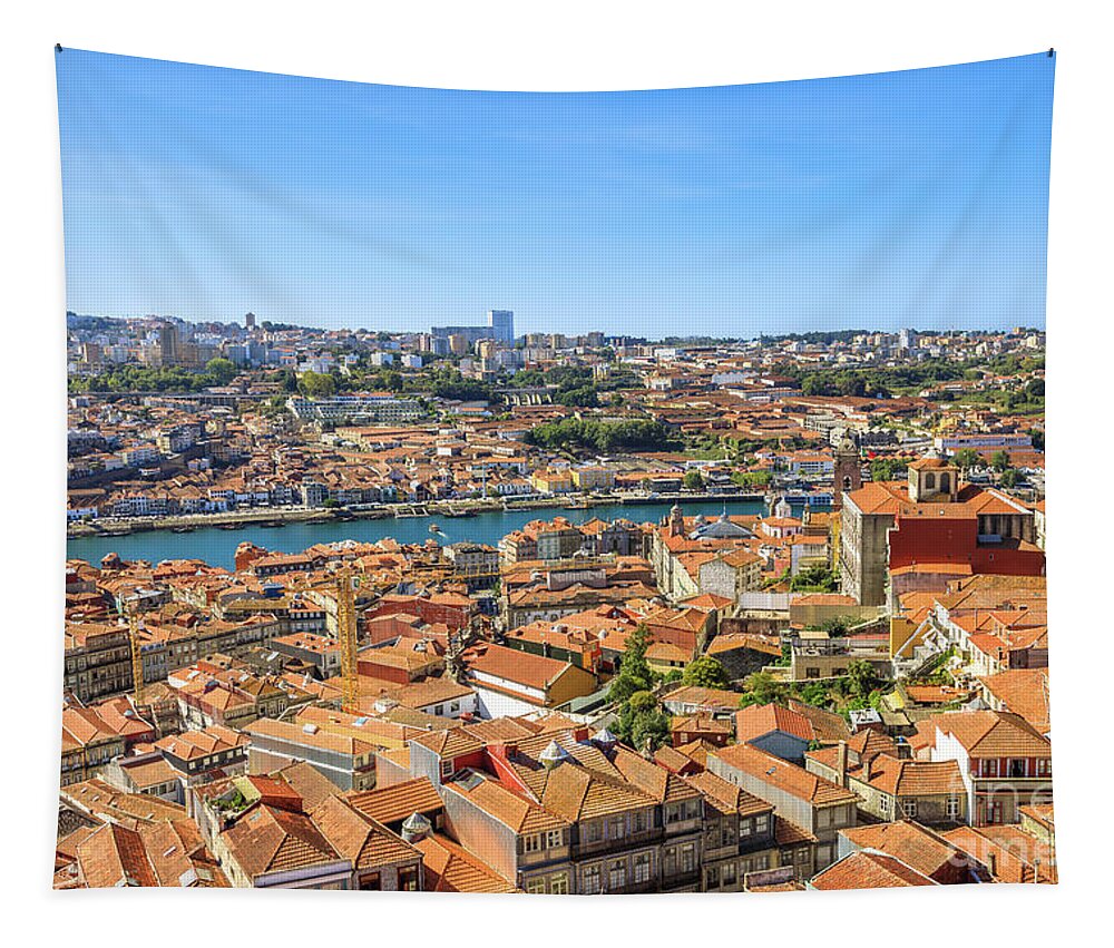 Oporto Tapestry featuring the photograph Porto skyline Portugal #1 by Benny Marty