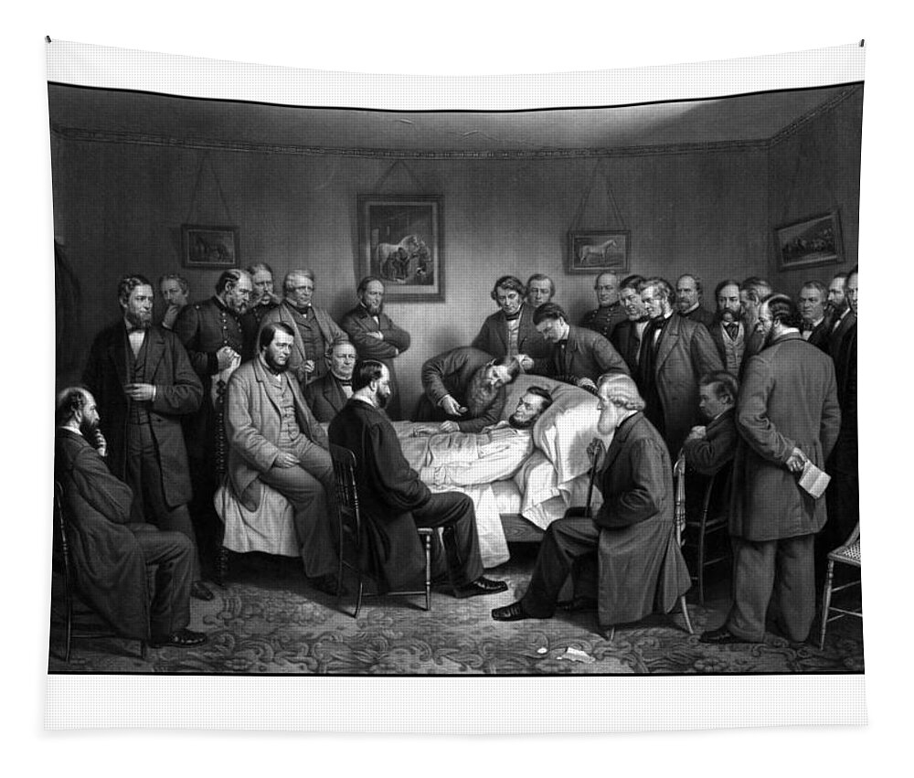 Abraham Lincoln Tapestry featuring the drawing President Lincoln's Deathbed by War Is Hell Store