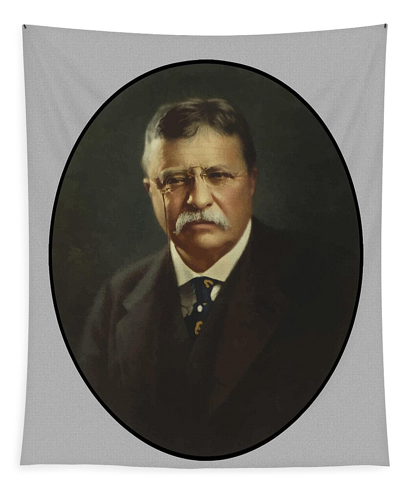 Teddy Roosevelt Tapestry featuring the painting President Theodore Roosevelt by War Is Hell Store