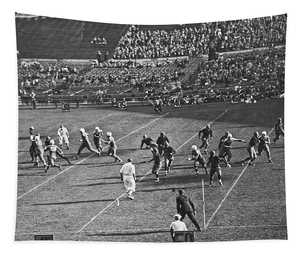 1910s Tapestry featuring the photograph Quarterback Throwing Football #1 by Underwood Archives
