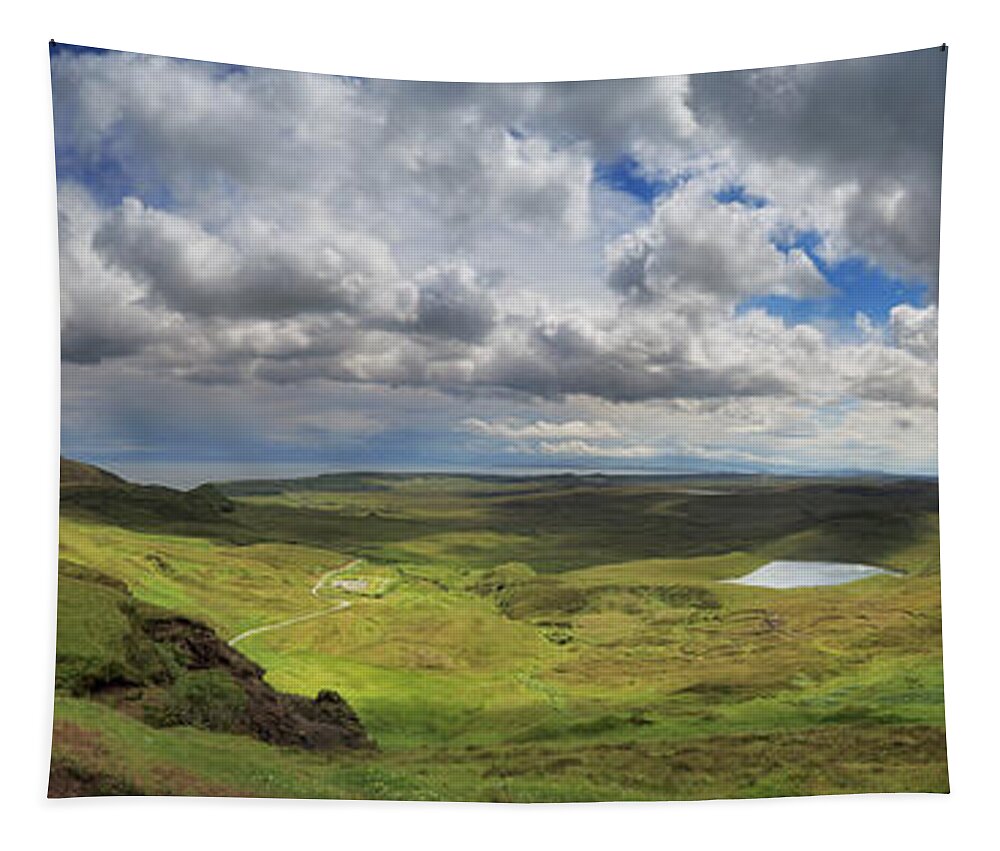 Quiraing Tapestry featuring the photograph Quiraing and Trotternish - Panorama by Maria Gaellman