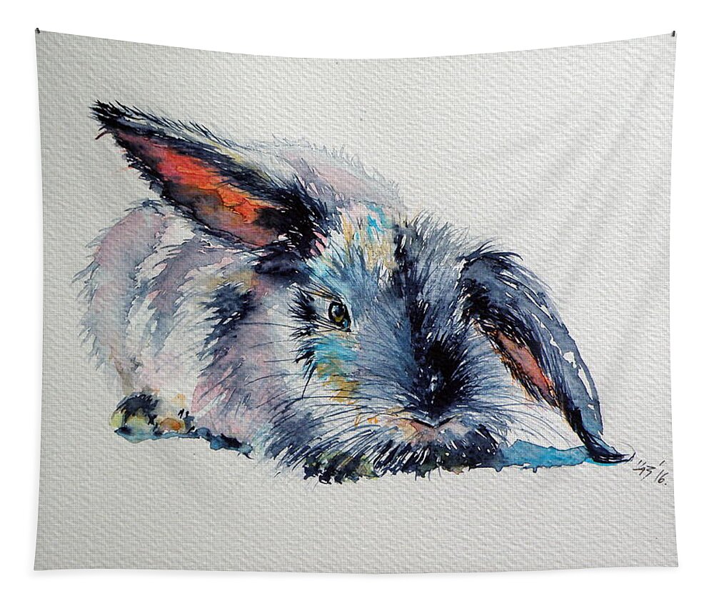 Rabbit Tapestry featuring the painting Rabbit #5 by Kovacs Anna Brigitta