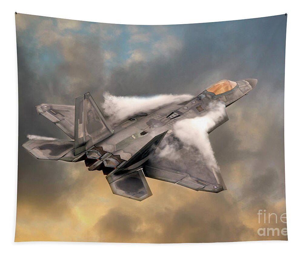 F22 Tapestry featuring the digital art Raptor by Airpower Art