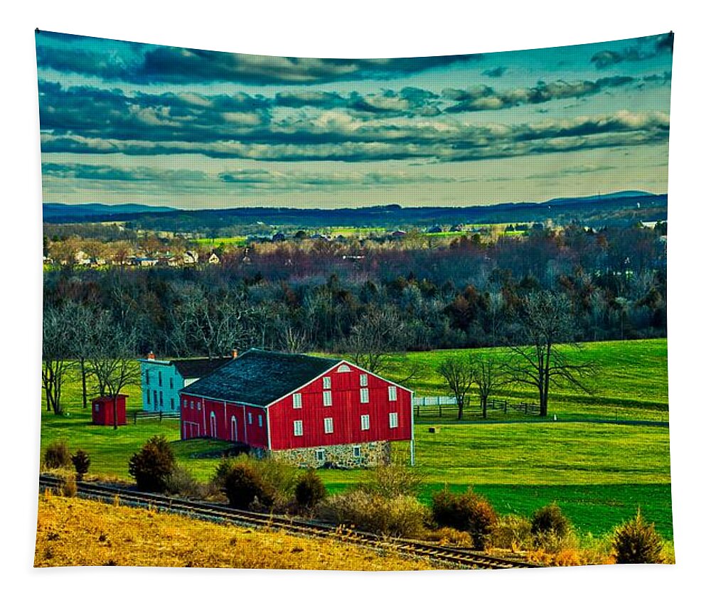 Barn Tapestry featuring the photograph Red Barn - Pennsylvania #1 by Mountain Dreams