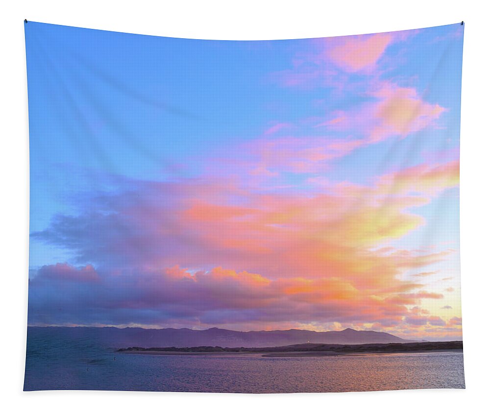 Barbara Snyder Tapestry featuring the photograph Red Clouds Over Morro Bay Small #1 by Barbara Snyder