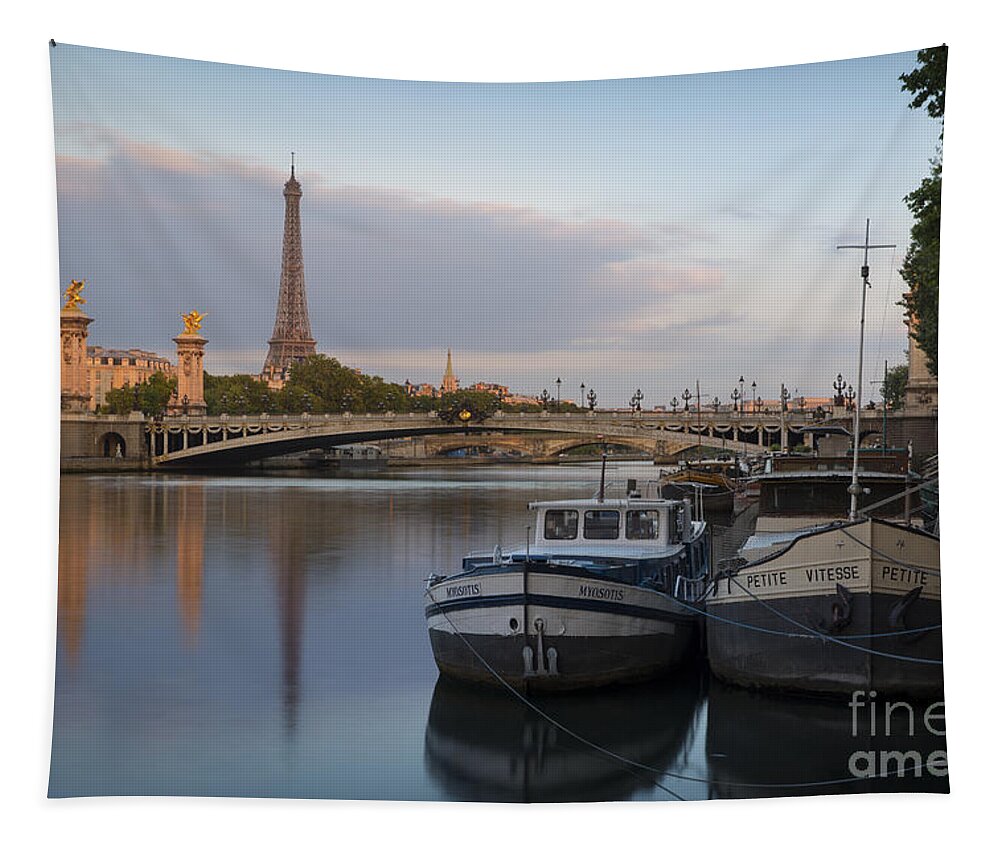 Paris Tapestry featuring the photograph River Seine Dawn #1 by Brian Jannsen