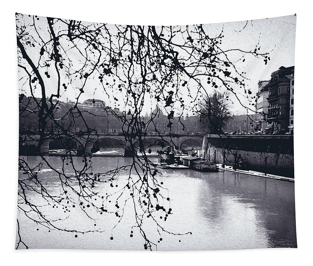 Italy Tapestry featuring the painting Rome, the River Tevere #1 by AM FineArtPrints