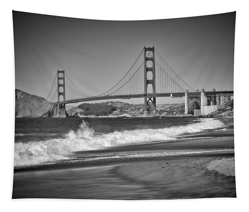 America Tapestry featuring the photograph SAN FRANCISCO Baker Beach Monochrome #1 by Melanie Viola