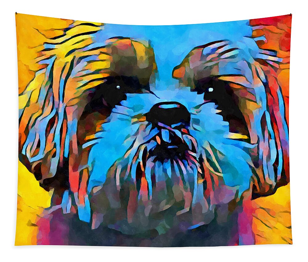 Shih Tzu Tapestry featuring the painting Shih Tzu #1 by Chris Butler