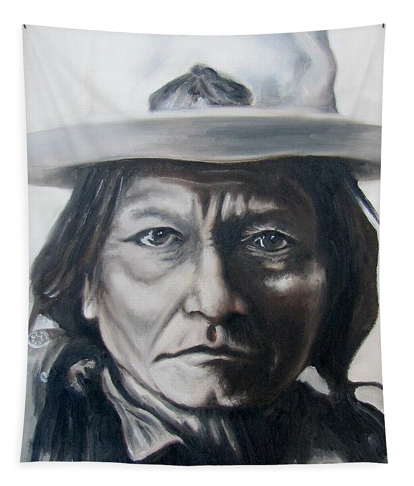 Sitting Bull Tapestry featuring the painting Sitting Bull #1 by Michael TMAD Finney