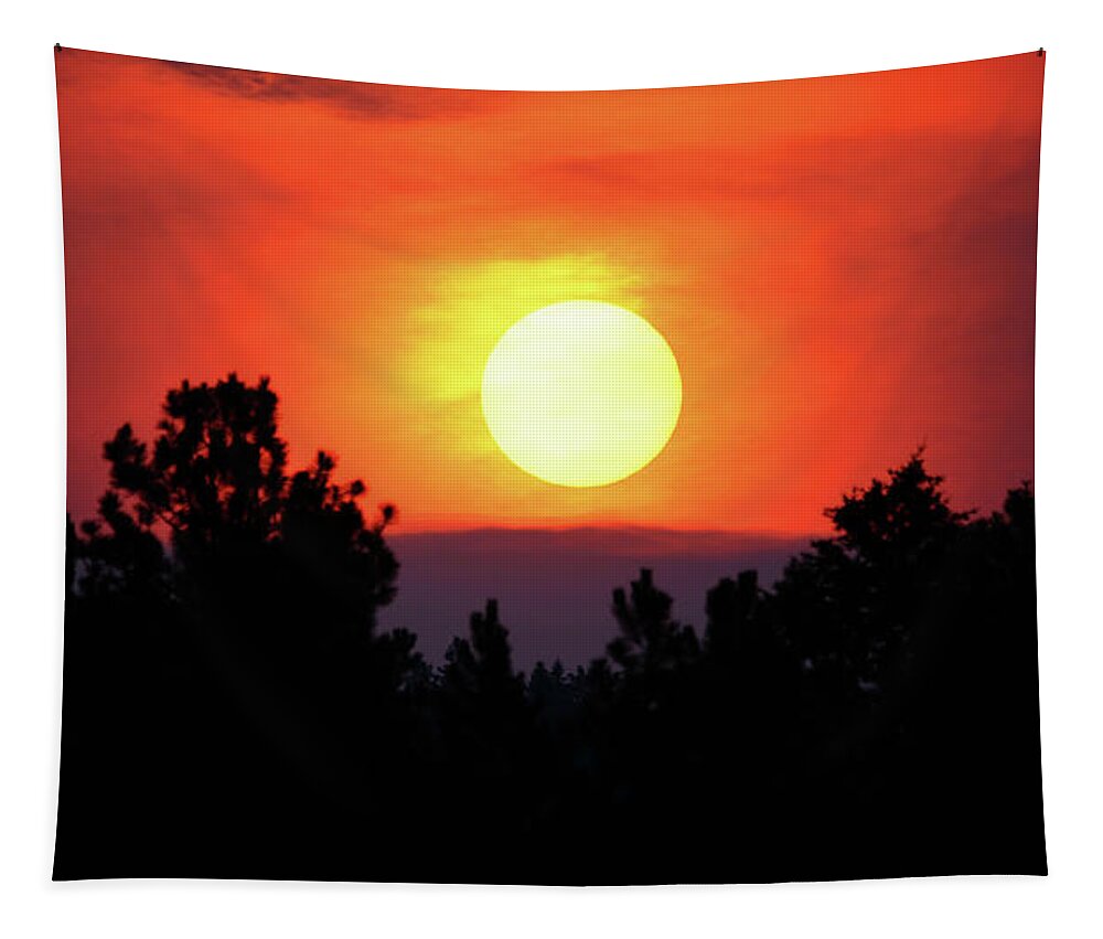 Forest Fires Tapestry featuring the photograph Smoky Sunset #1 by Whispering Peaks Photography