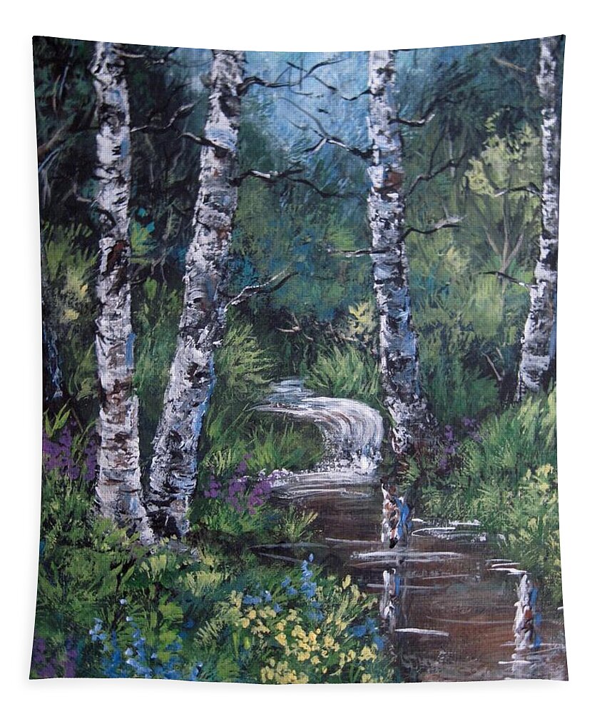 Landscapes Tapestry featuring the painting Solitude #1 by Megan Walsh