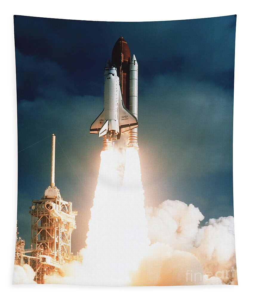 Space Telescopes Tapestry featuring the photograph Space Shuttle Launch by NASA Science Source