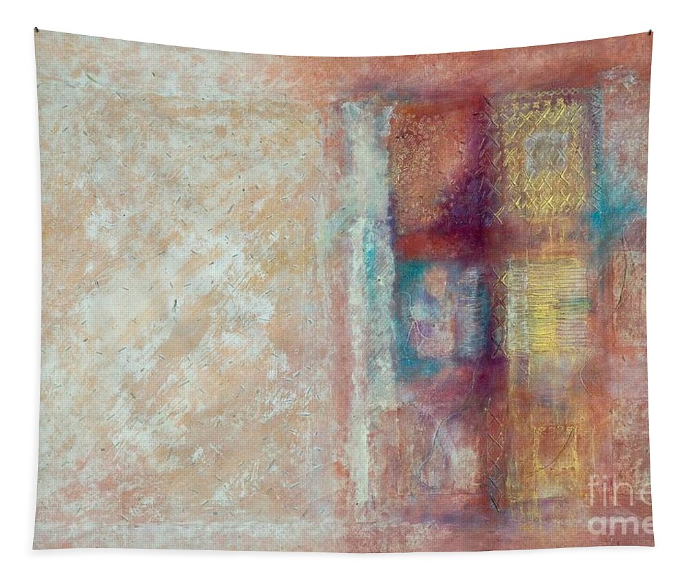 Mixed-media Tapestry featuring the painting Spirit Matter Cosmos #1 by Kerryn Madsen-Pietsch