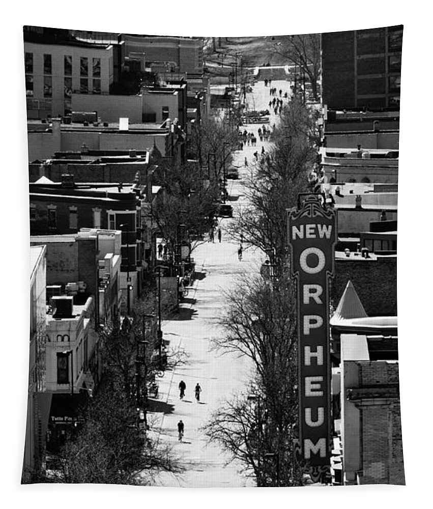 Capitol Tapestry featuring the photograph State Street - Madison - Wisconsin #2 by Steven Ralser