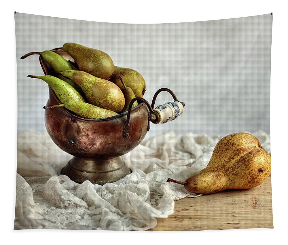 Still Life Tapestry featuring the photograph Still-Life with Pears by Nailia Schwarz