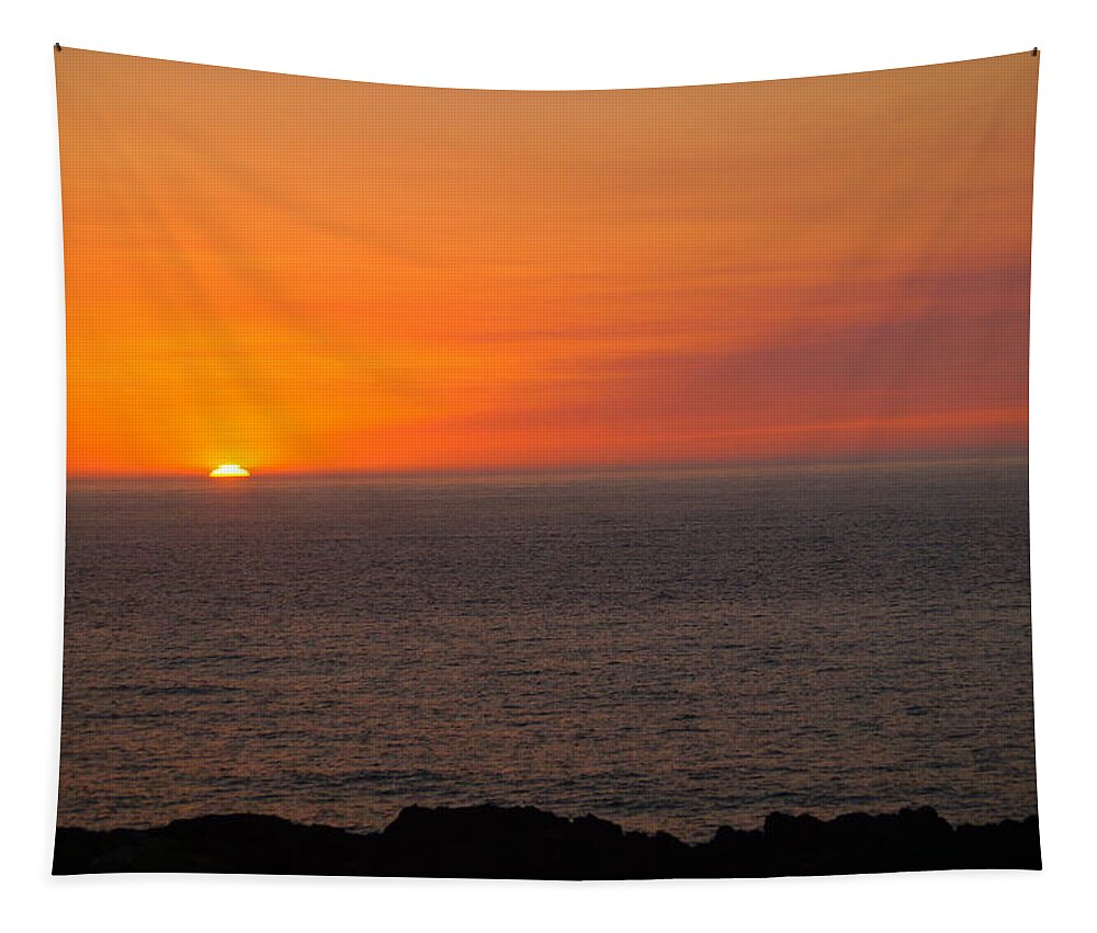 Highway 101 Tapestry featuring the photograph Sundown on the Oregon Coast by Beth Collins